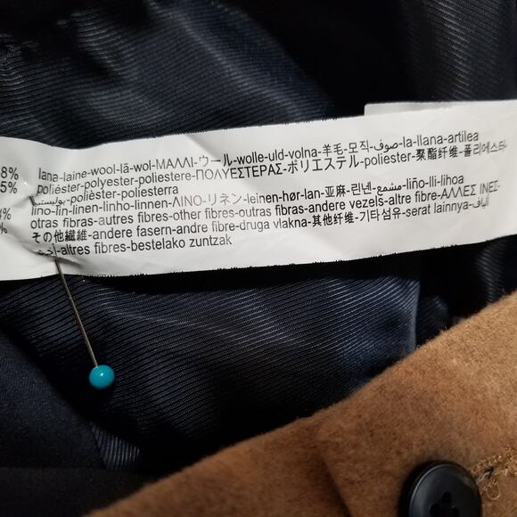 ZARA Women's Tan Wool Blend Pants Back Elastic Waist Pockets Belt Loops Sz 32 - Picture 9 of 13